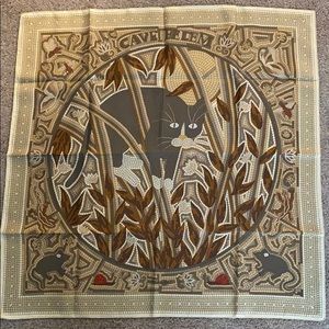 Hermès 100% silk CAVE FELEM Christine Henry scarf.
